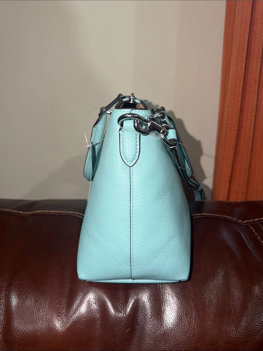 ‼️NEW Coach Blue Leather Georgia Satchel Crossbody Bag